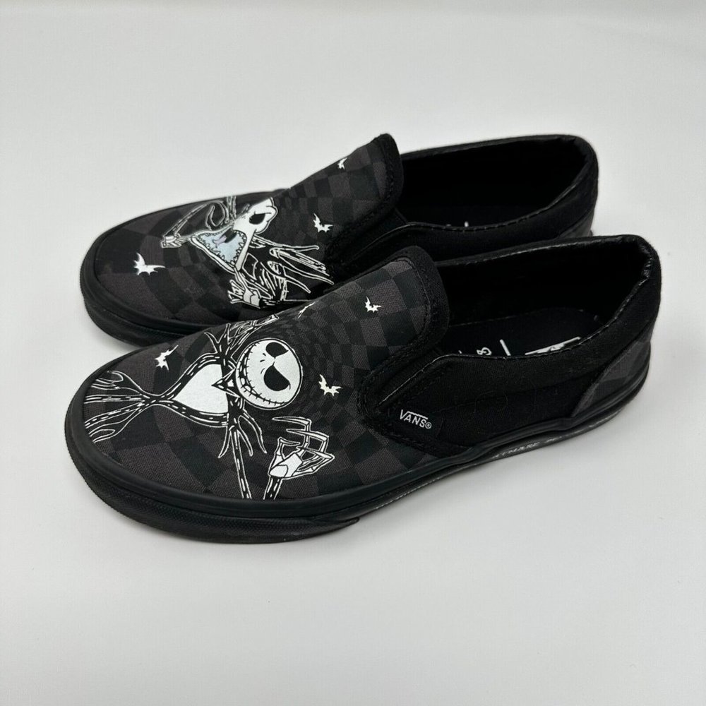 Vans Nightmare Before Christmas Kids Slip On Shoes Sz 5 Youth Glow In Dark Black